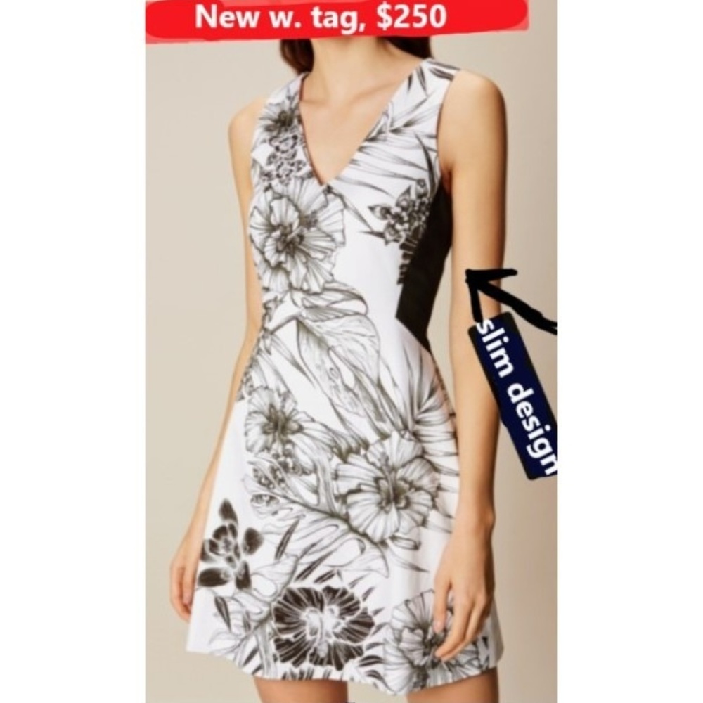 Karen Millen vintage black and white ink dress US6